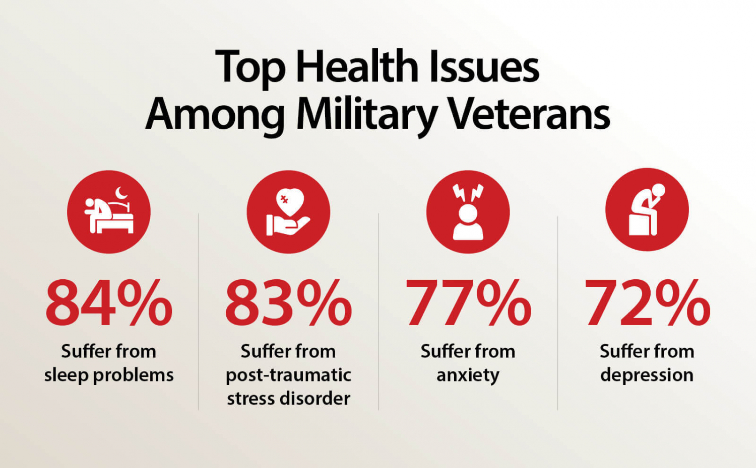 Statistics on top health issues among military veterans.